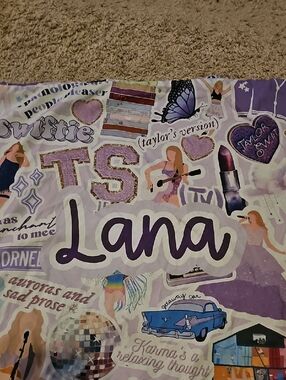Personalized 'Lana' Purple Sticker Collage Blanket